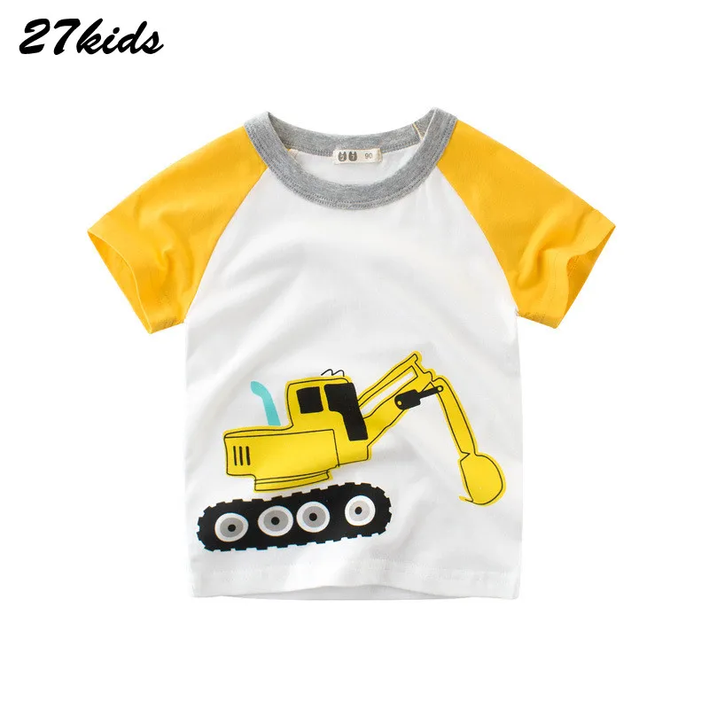 27 дети мультфильм тракторы автомобиля футболка для девочек и мальчиков из хлопка, для маленьких мальчиков, футболка на лето детские футболки Новые Детские футболки для детей - Цвет: 9559 same picture