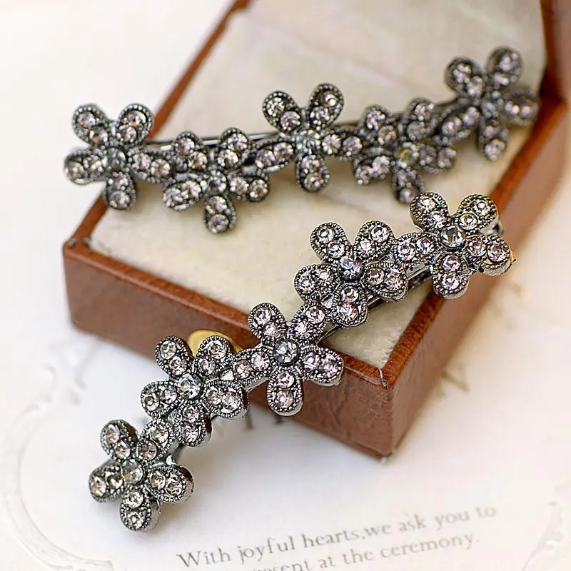 Vintage rhinestone hair accessories timkul gem clip Clip Korea Korean