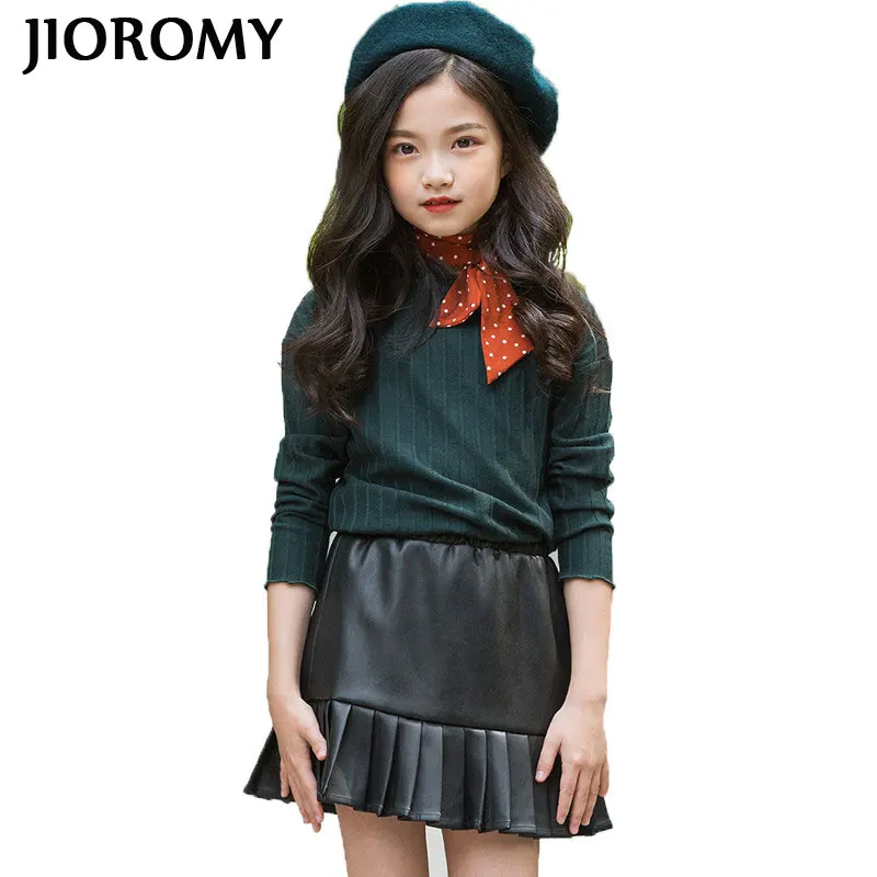 

JIOROMY Girls knit bottoming shirt autumn 2018 big children's warm clothing shirt long sleeve tops