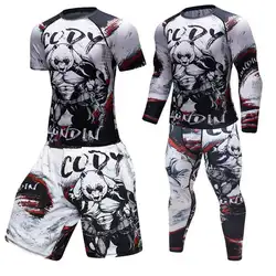 Новый UFC бразильский джиу-джитсу ММА запускает 3D боди Крест fit Rash Guard компрессионная рубашка Rashguard Мужская VS PK Спортивная футболка