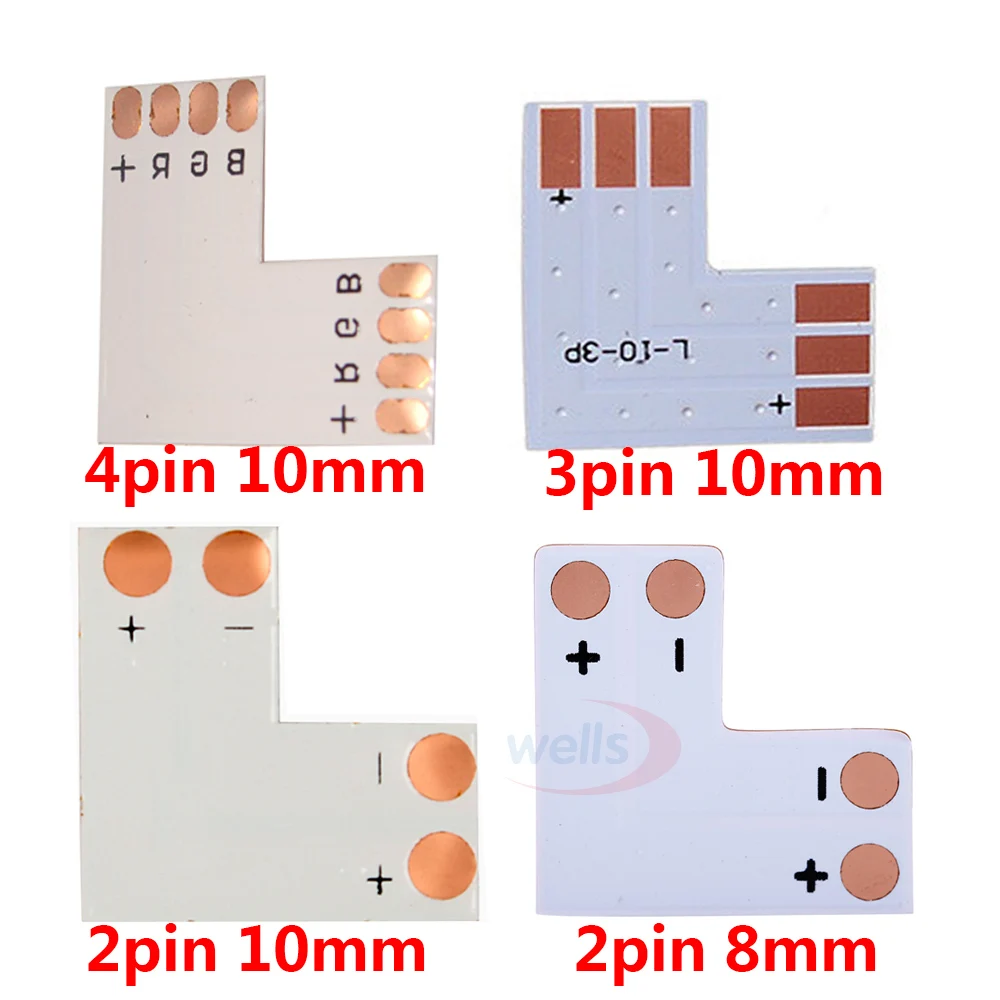 10x 2pin 3pin 4pin светодиодный разъем L форма для подключения углов под прямым углом 10 мм