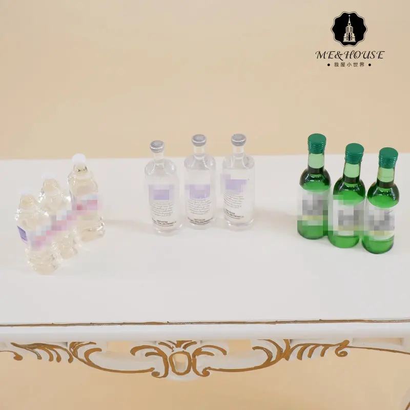 Diy кукольный домик мини бутылка минеральной воды миниатюрный ликер прозрачный