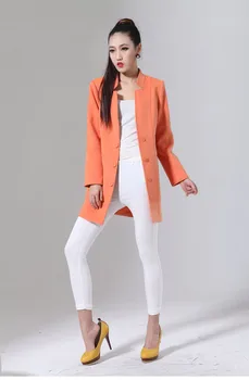 

Wool & Blends winter and autumn England style orange women woolen coat