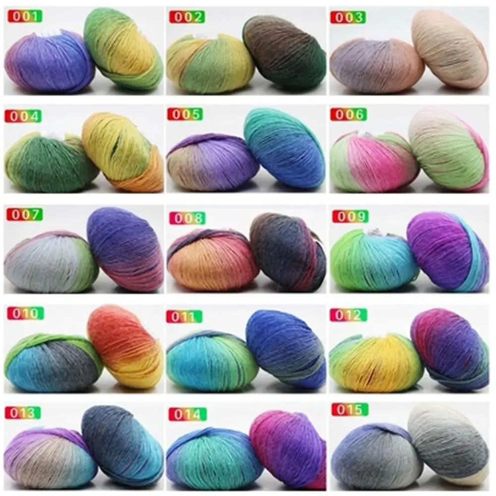 

15 Color Rainbow Pure Wool Gradient Color Thick Needle Sewing Hook Shawl Hat Scarf Wool Knitting Yarn