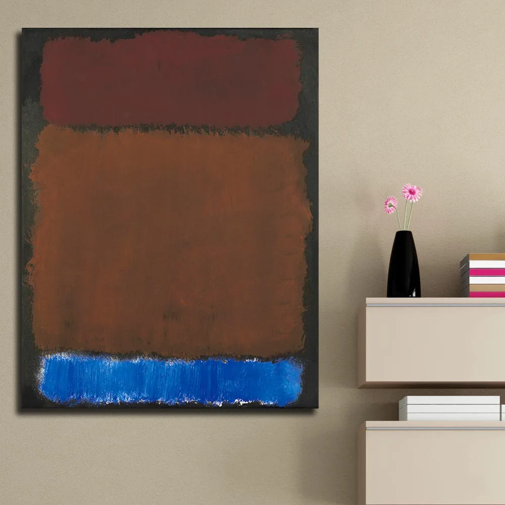 Настенные картины большого размера для гостиной mark_rothko_wine_rust_blue_on_black Печать на