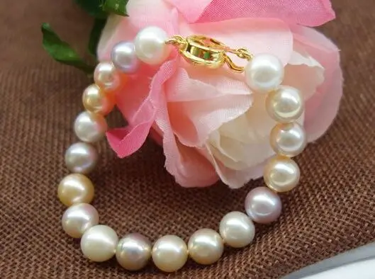 

7.5-8"9-10MM NATURAL SOUTH SEA PINK PEARL BRACELET 28%