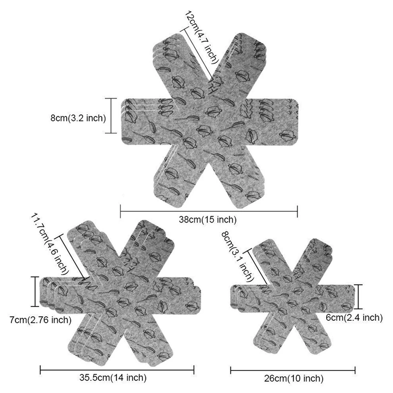 12 шт Защитные пленки для кастрюль и сковородок, набор протекторов для посуды, разделительные накладки для предотвращения царапин, раздельных и марринга, 3 размера-15 дюймов/14