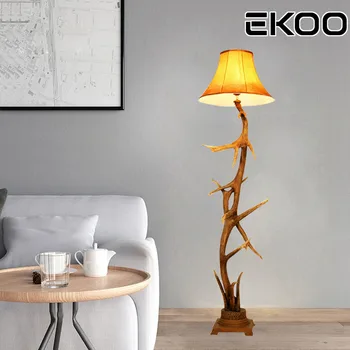 

EKOO Floor Lamp Resin Deer Antler Decorative Lamp Vintage European Industrial Style for bedroom living room