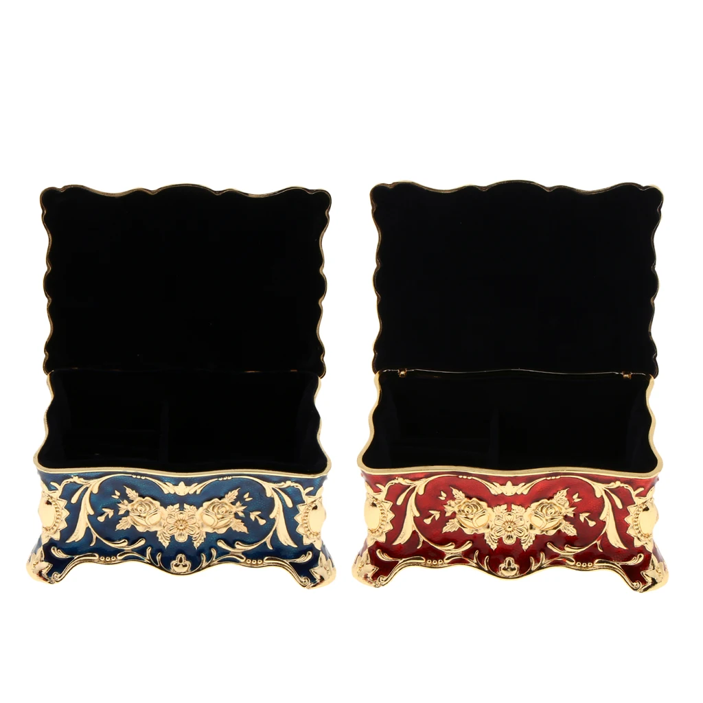 MagiDeal Retro Enamel Flower Sculpture Trinkets Chest Jewelry Box Organizer 18 x 12 x 8cm