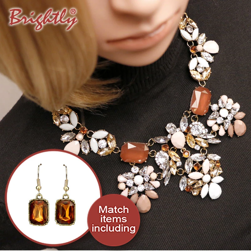 Brightly Luxury Maxi Statement Collar Necklace Colorful Rhinestones