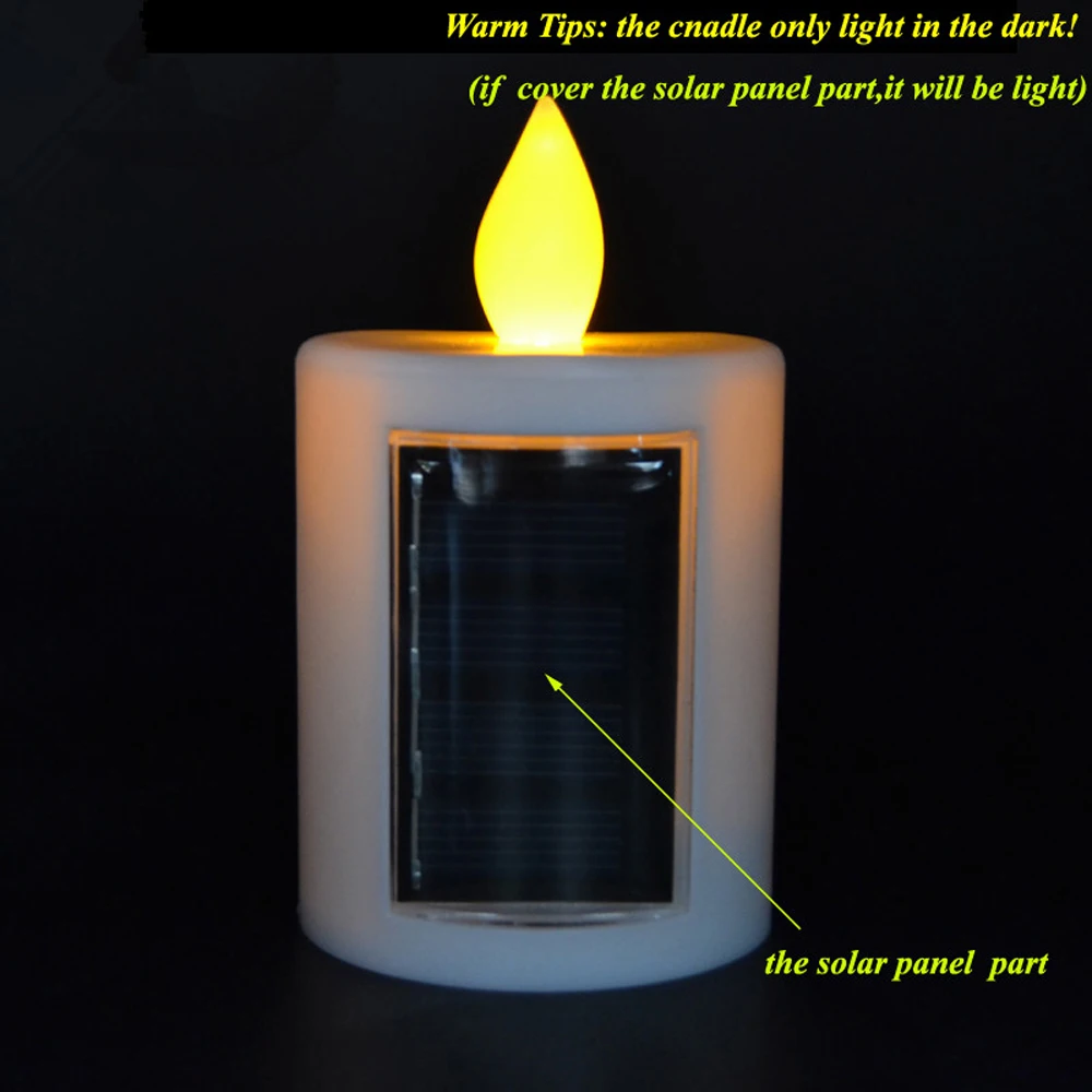 Solar Powered LED Candle Solar Light Lamp Flameless Electronic Tea