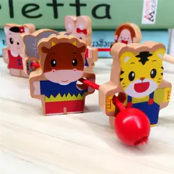 Новая детская деревянная кукла игрушки обучающая игра для детей 6 шт. красочные различные мини животные бусины игрушки Горячая Распродажа