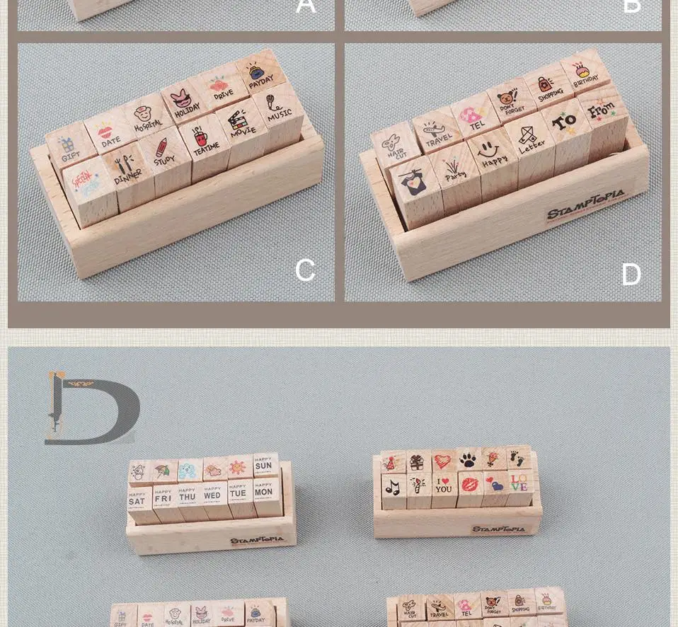 Милый мини 1*1*3 см 12 штук формы деревянные резиновые штампы Скрапбукинг Fotos Декор реквизит для DIY Фотоальбом почерк