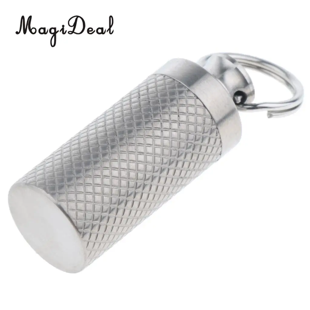 Portable Waterproof Titanium Pill Box Case, Mini Capsule Container Keychain for Camping, Hiking, Travel, Backpacking, Climbing