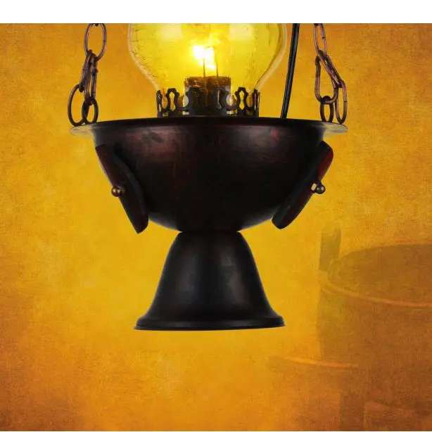 Винтажный метал; цвет бронзовый керосиновая лампа цепной подвесной светильник Лестница корридер Прихожая гараж натирание блюдо подвесной светильник
