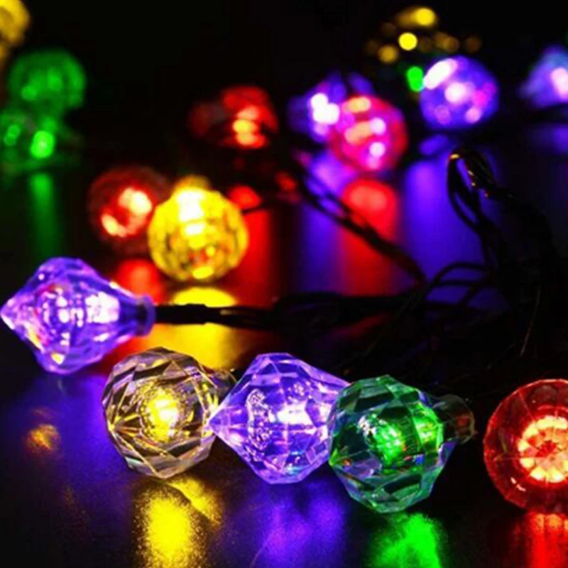 Led Solar Light LED String Lights 20 LED Diamond Solar Garland Outdoor Fairy Lights Christmas Lighting for Garden Decoration