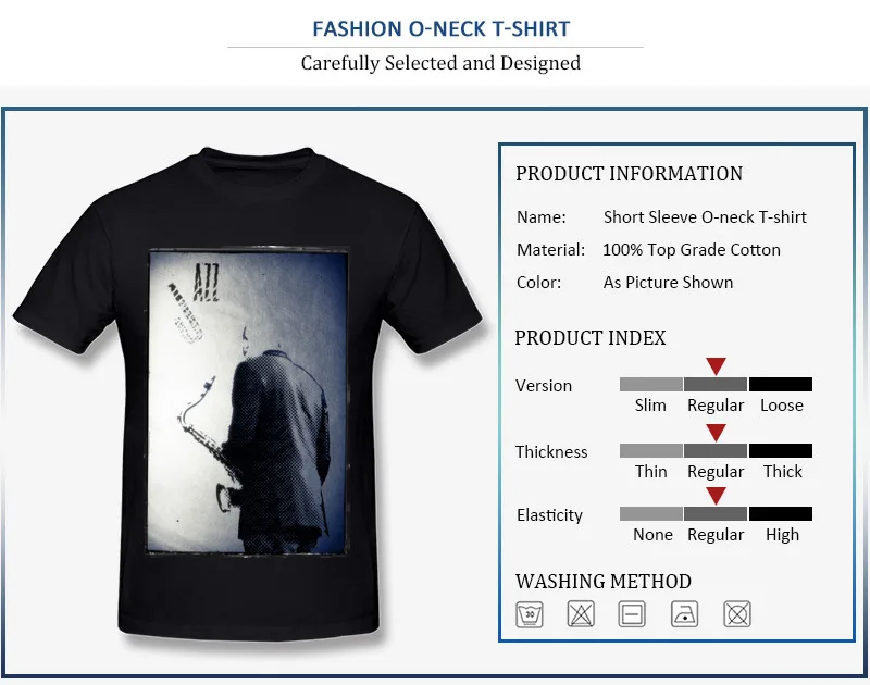 Faddish Summer T-Shirt Summer/Autumn 100% Cotton Round Neck Tops T Shirt Short Sleeve Print Saxophonist. Jazz Club Sweatshirts