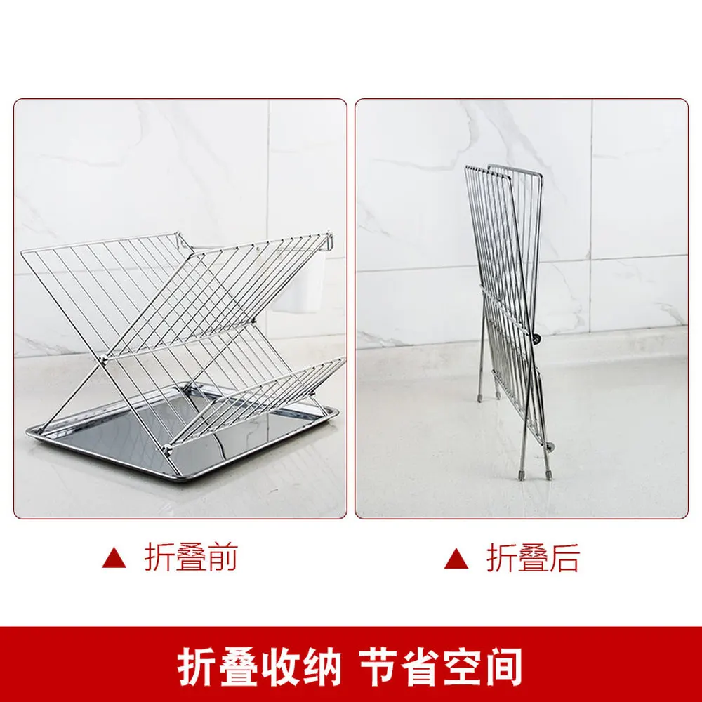  Bowl rack drain rack 304 stainless steel dishes kitchen utensils tableware storage bowl chopsticks  - 32921603773