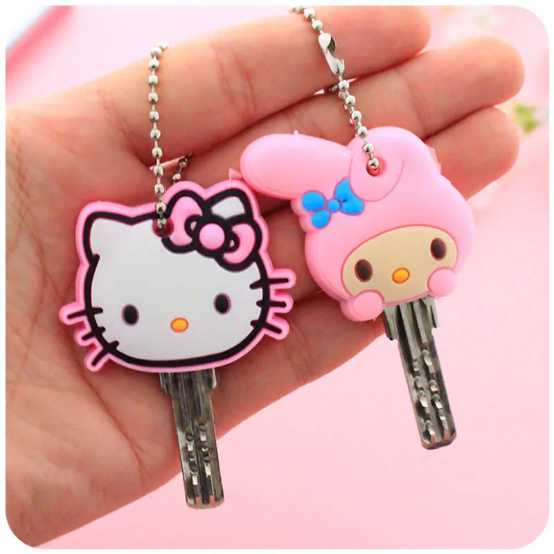 

10Pcs Cartoon Cute Key Cover Key Wallet with Chain Silicone Key Holder Case Cute Key Protective Wallet Hook