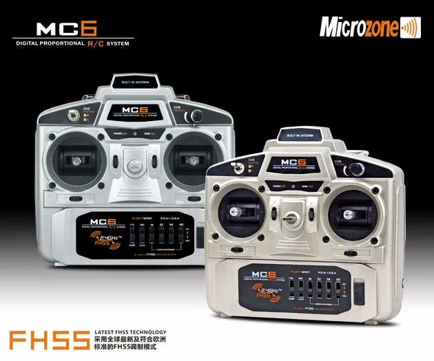 Free shipping Microzone MC6 2 4Ghz 6CH FHSS radio remote control transmitter with receiver for font