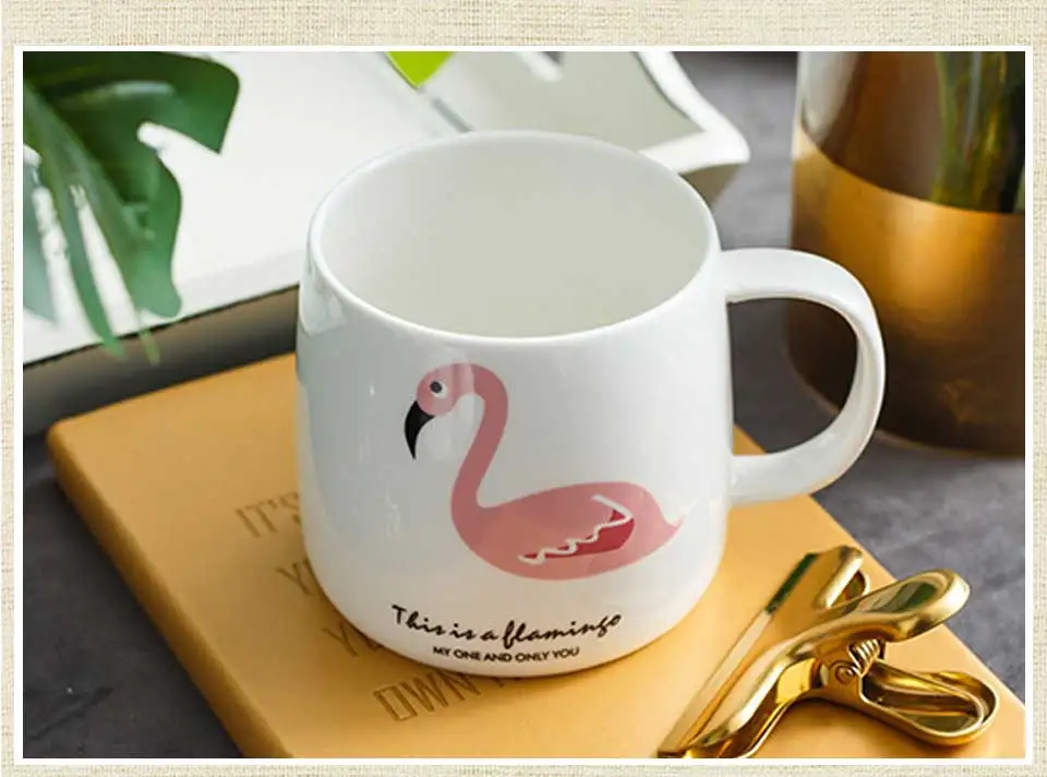 Ceramic Coffee Mug Pink FlamingoCactus Travel Coffee  Cups And Mugs For MilkTeaDrinkWater Creative Porcelain Gifts           (9)