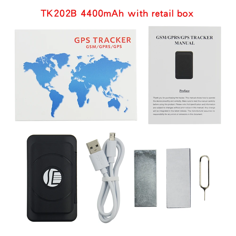 gps location tracker Easy operation Mini size smart GPS tracker 4400/6400mAh TK202B/A speeding/low power alarm waterproof and dust proof SOS alarm gps locator GPS Trackers