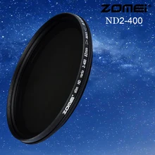 ZOMEI Тонкий Регулируемый нейтральной плотности ND2-400 фейдер переменный ND фильтр для Canon Nikon объектив камеры 49 52 55 58 62 67 72 77 82 мм