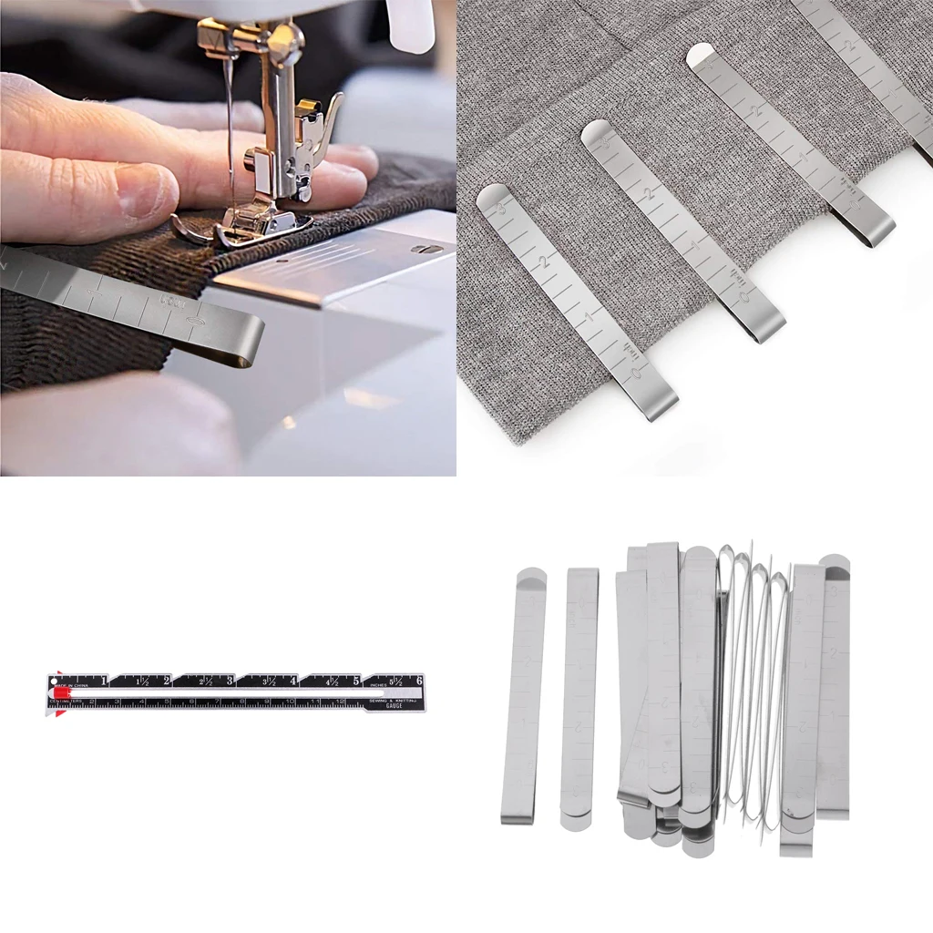 21Pcs Sewing Knitting Gauge Hem Clips Garment Measuring Ruler DIY Craft Tools