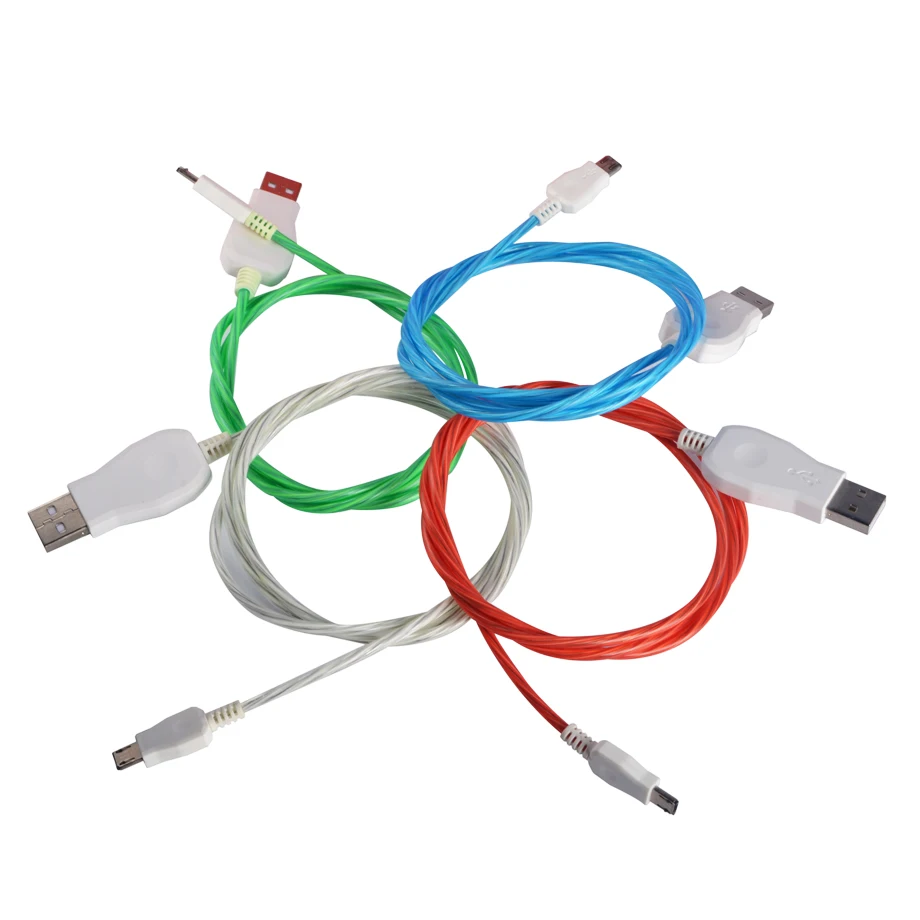 Olaudem USB Cable Micro USB Cable fluye LED resplandor de sincronización de datos de carga de los Cables del teléfono móvil para Android Samsung Xiaomi USBC1308