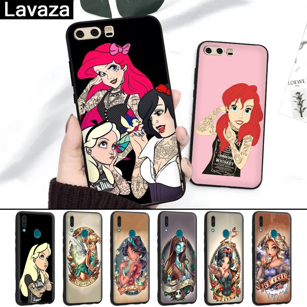 

Lavaza Tattoos Princess Silicone Case for Huawei P8 Lite 2015 2017 P9 2016 Mini P10 P20 Pro P Smart 2019