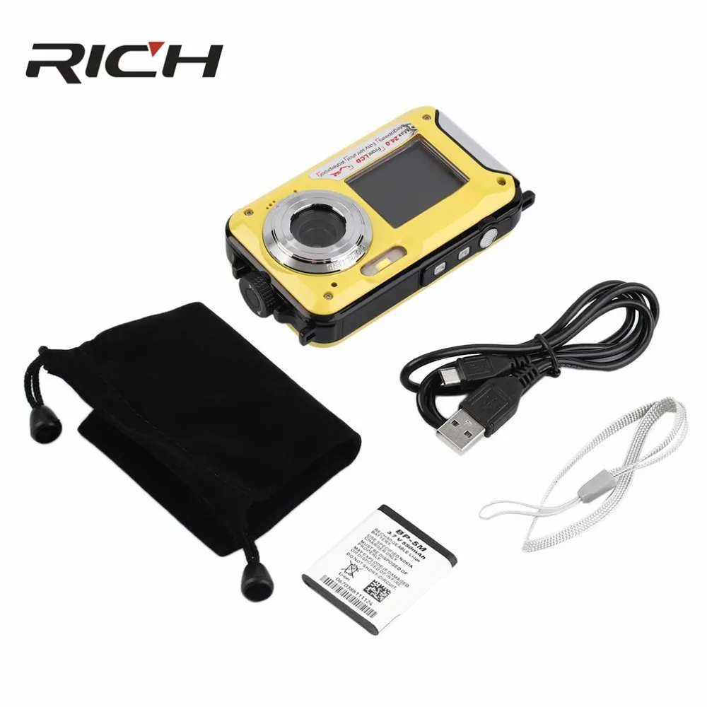  H268 Digital Camera 3M Waterproof Camera 2.7 Inch +1.8 Inch Double Screen Max 24MP 16 times Digital