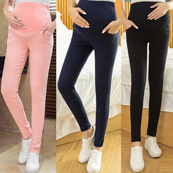 

Warm Winter Cotton Maternity Pants for Pregnant Women Skinny Adjustable Pregnancy Trousers Pockets Belly Pencil Pants Leggings