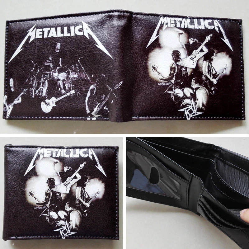 Banda música orquesta METALLICA 02 monedero de plata 12 cm cuero W000103|leather waterproof|leather stretcherleather triangle - AliExpress