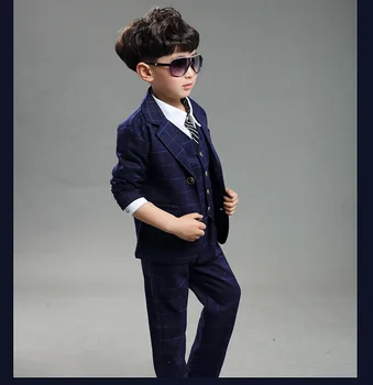 

2018 Big Boys Blazer Suits for Weddings Children Jacket+Vest+Pants 3 pieces/set Costume for Marriage Kids Formal Blazer Clothes