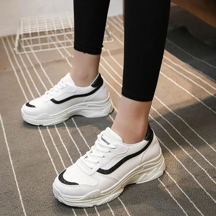 Asimilar Descriptivo Ejercicio Primavera 2018 zapatillas de deporte blancas negras plateadas para mujer  zapatos casuales tendencias zapatos de plataforma zapatos coreanos para  mujer cesta de entrenamiento para mujer _ - AliExpress Mobile