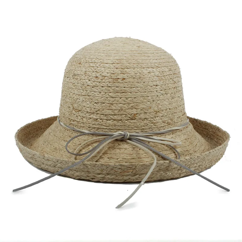 Tan Raffia летняя шляпа для женщин закатать полями пляжная Панама котелок, Панама Sunbonnet размер 56-58 см - Цвет: Tan
