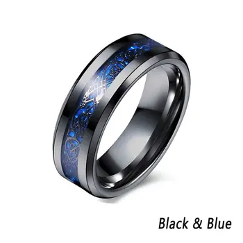

New European Titanium Steel Inlay Silver Dragon Piece Retro Stainless Steel Dragon Tattoo Couple Ring Men's Slimming Ring