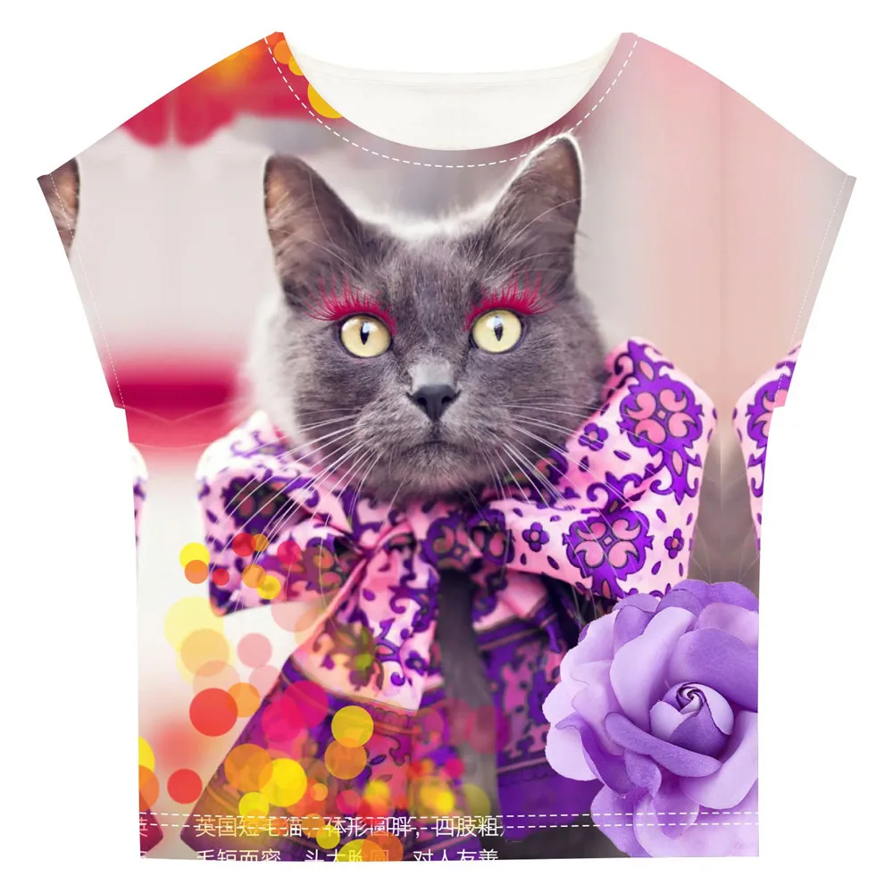 Kids t shirt fashion cat print girls baby t shirt nice children tees
