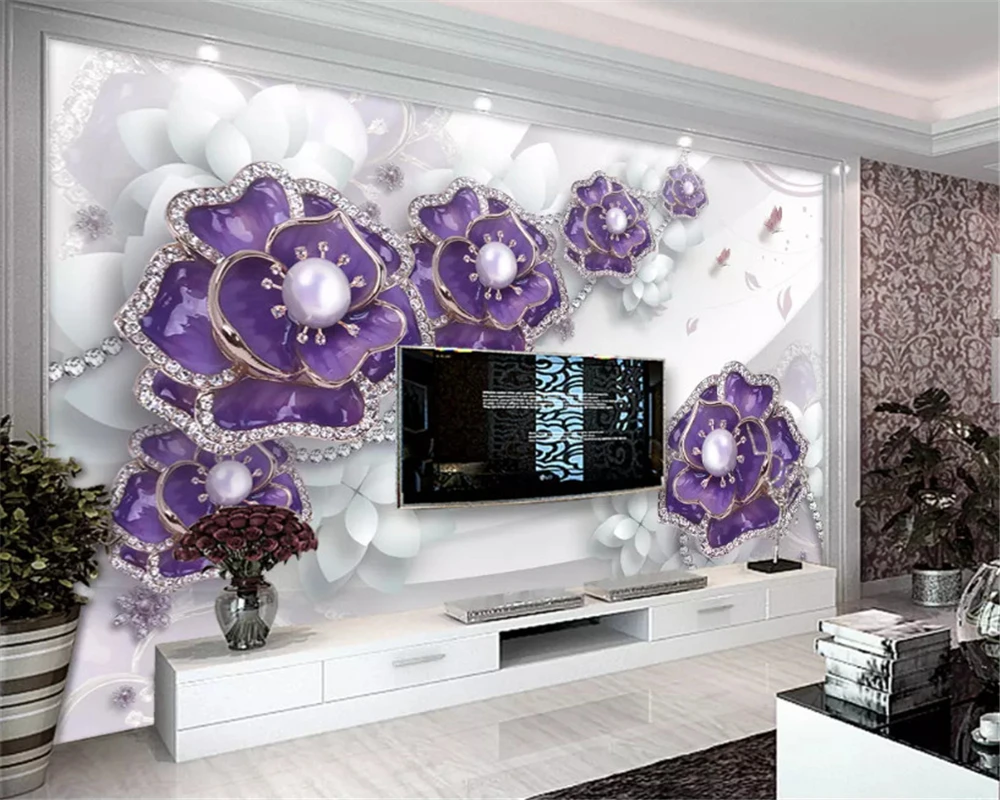 Beibehang 3d خلفيات مخصص الأزياء 3D تنقش ماغنوليا الطاووس الطازجة الأوروبية التلفزيون خلفية papel دي parede ورق حائط