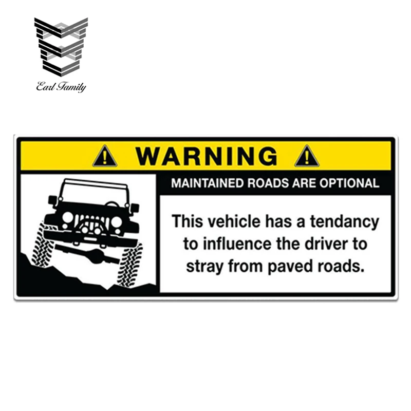 

EARLFAMILY 13cm x 5.6cm Warning Roads Option Decal Window Trunk Bumper Decal Funny Offroad Reflective Car Sticker Waterproof