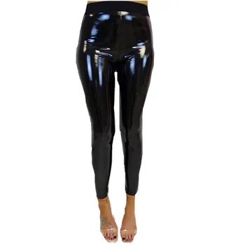 

Women PU Leather Pants Ladies Soft Strethcy Shiny Wet Look Skinny Trouser Ladies Pencil Pants High Waist Bottoms Push Up Hip