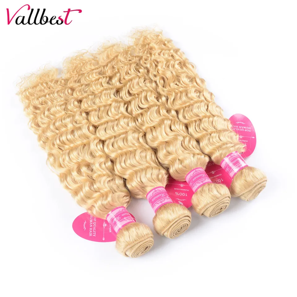 Vallbest Brazilian Deep Wave 613 Bundles With Frontal 100% Human Hair Blonde 4 Bundles With Lace Frontal Remy Hair Extension Vallbest Brazilian Deep Wave 613 Bundles With Frontal 100% Human Hair Blonde 4 Bundles With Lace Frontal Remy Hair Extension