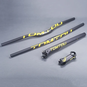 

TOMTOU Full Carbon Mountain Bicycle Handlebar + Breaking Wind Seatpost + Stem MTB Bike Handlebars Set Matte Yellow - TY2T67