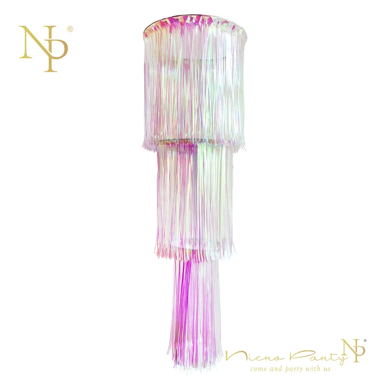 Nicro 3 Layer Iridescent Rainbow Foil Chandelier Rain Curtain