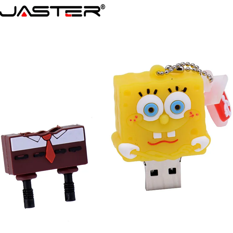 JASTER Акция Мини мультфильм внешний флэш накопитель USB 2 0 4 ГБ 8 16 32 64 Гб SpongeBob серия