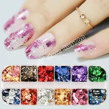 12 grade/conjunto ou 1 frasco de alumínio colorido irregular holográfico glitter folha lantejoulas em pó espelho do prego floco paillette manicure diy