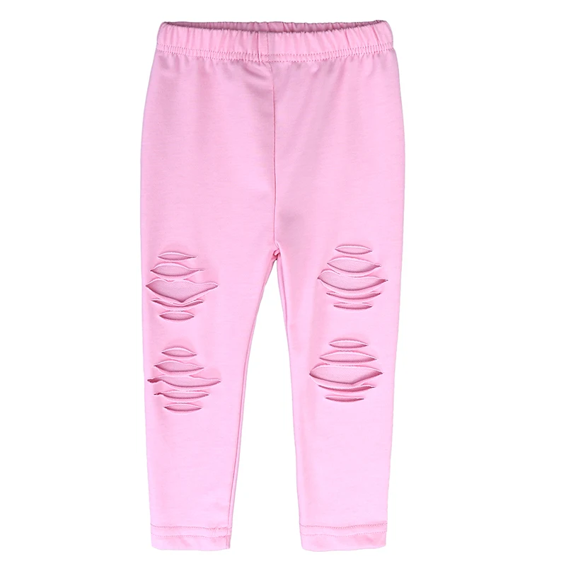 Pink Hole Pants Clothes Set Baby Girls Stripe Off Shoulder Hanging Neck Top
