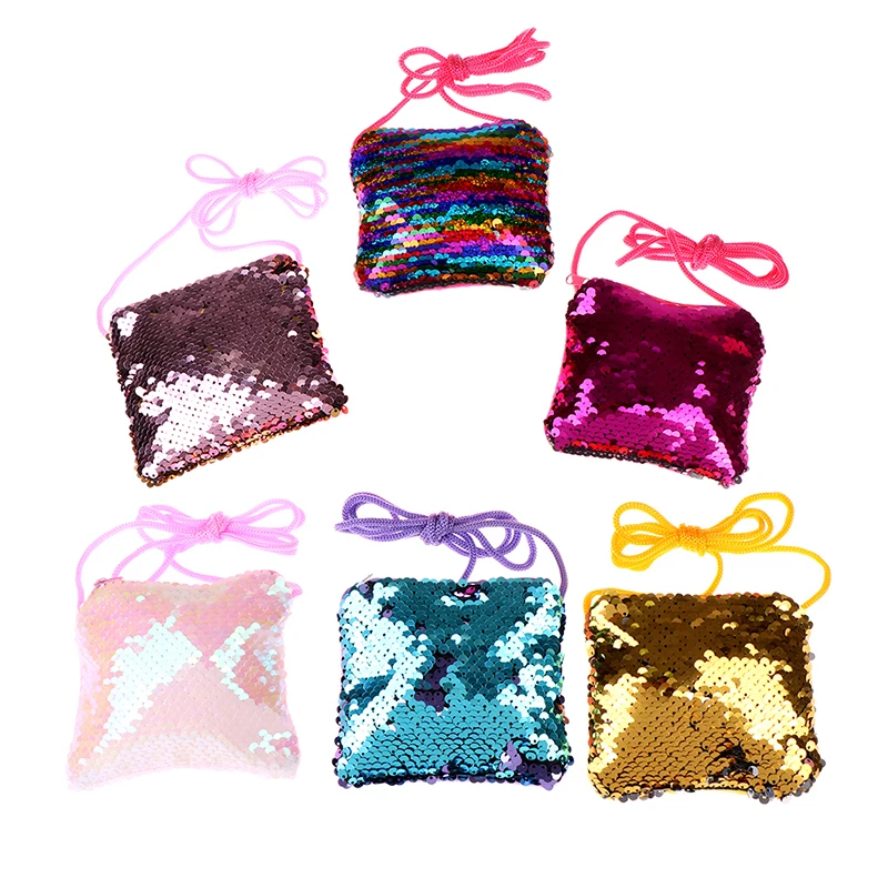 

1PC Children Mini Clutch Bag Sequins Color Change Coin Purse Handbags Kids Girls Crossbody Shoulder Bags Baby Messenger Bag Gift