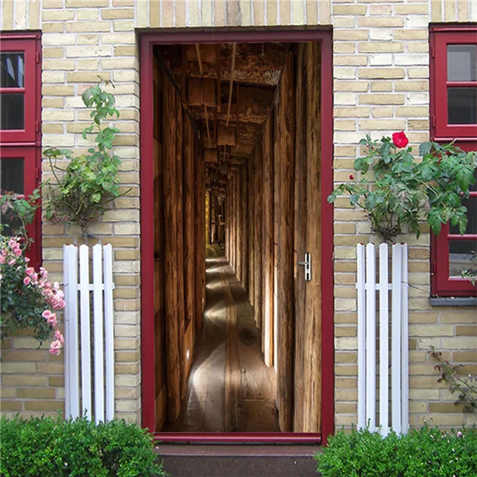 Западный бар деревянные двери наклейки DIY самоклеющиеся водоотталкивающие обои для двери домашняя отделка спальни гостиной настенные наклейки - Цвет: DZMT091