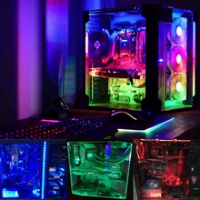 Coolo 50/100/150/200 см RGB Светодиодные ленты светильник ПК компьютер чехол полоска для автомобильной двери светильник, в том числе SATA Питание, RF Беспроводной контроллер